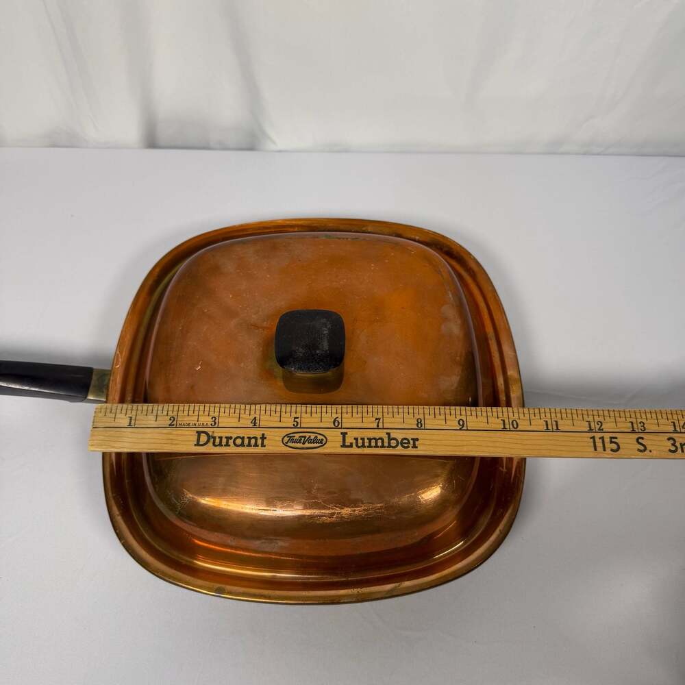 Vintage Bridgeport Copperware 10 Inch Square Skillet with Lid - Picture 8 of 9